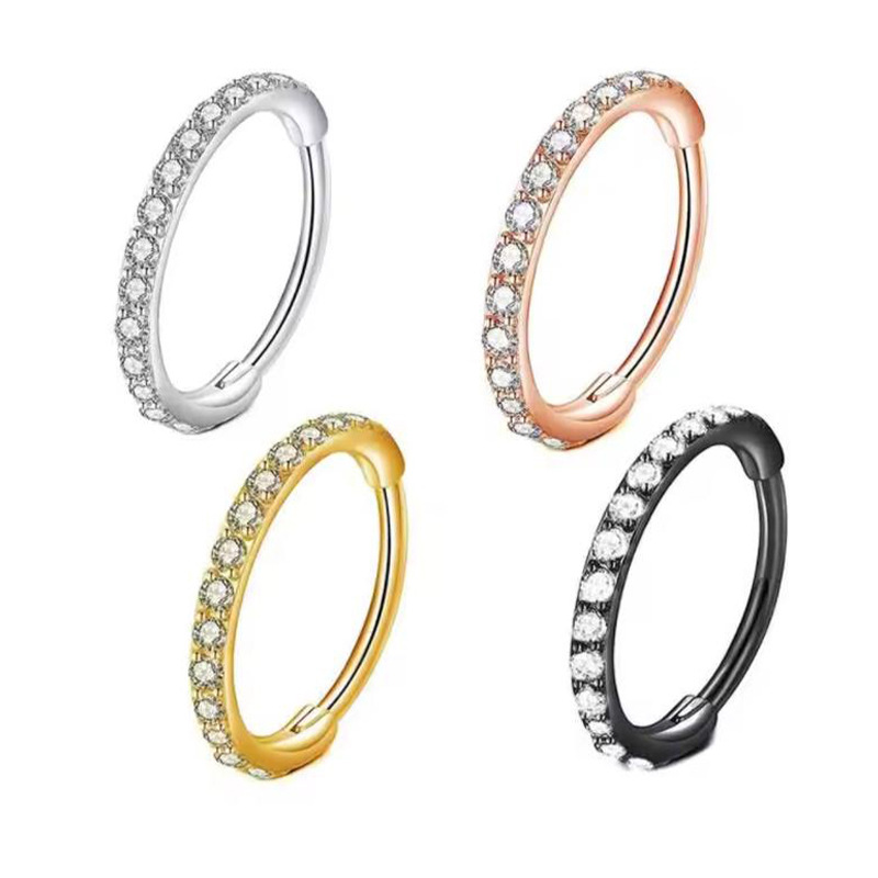 Body Jewelry Surgical Steel - 16G 투명 CZ 코링 후프 316L