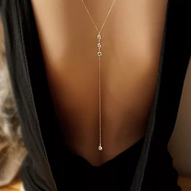Body Jewelry For You - 새로운 라인스톤 섹시 여성 백 체인