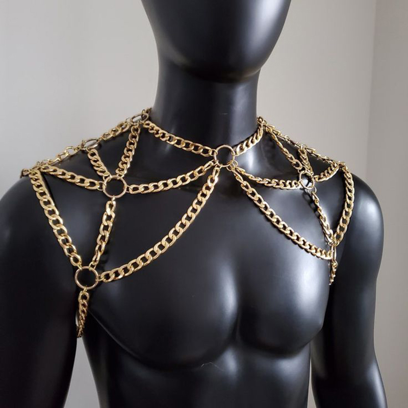Body Jewelry Necklace - 펑크 남자 어깨 바디 체인 백