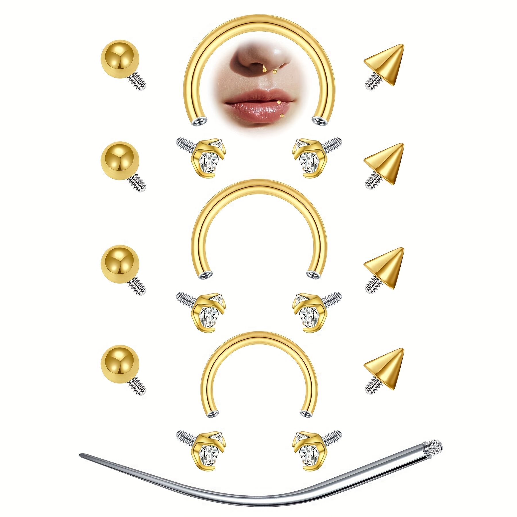 Body Jewelry Replacement Ball - 12개 16G 말굽형 셉텀 링 스테인리스