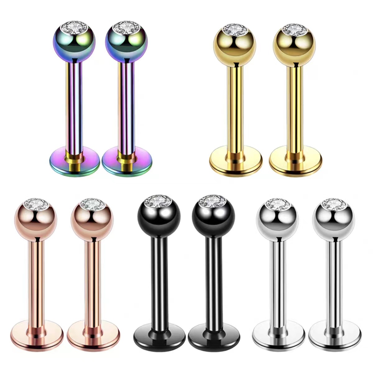 Body Jewelry Surgical Steel - 16G 수술용 스틸 볼 탑 CZ