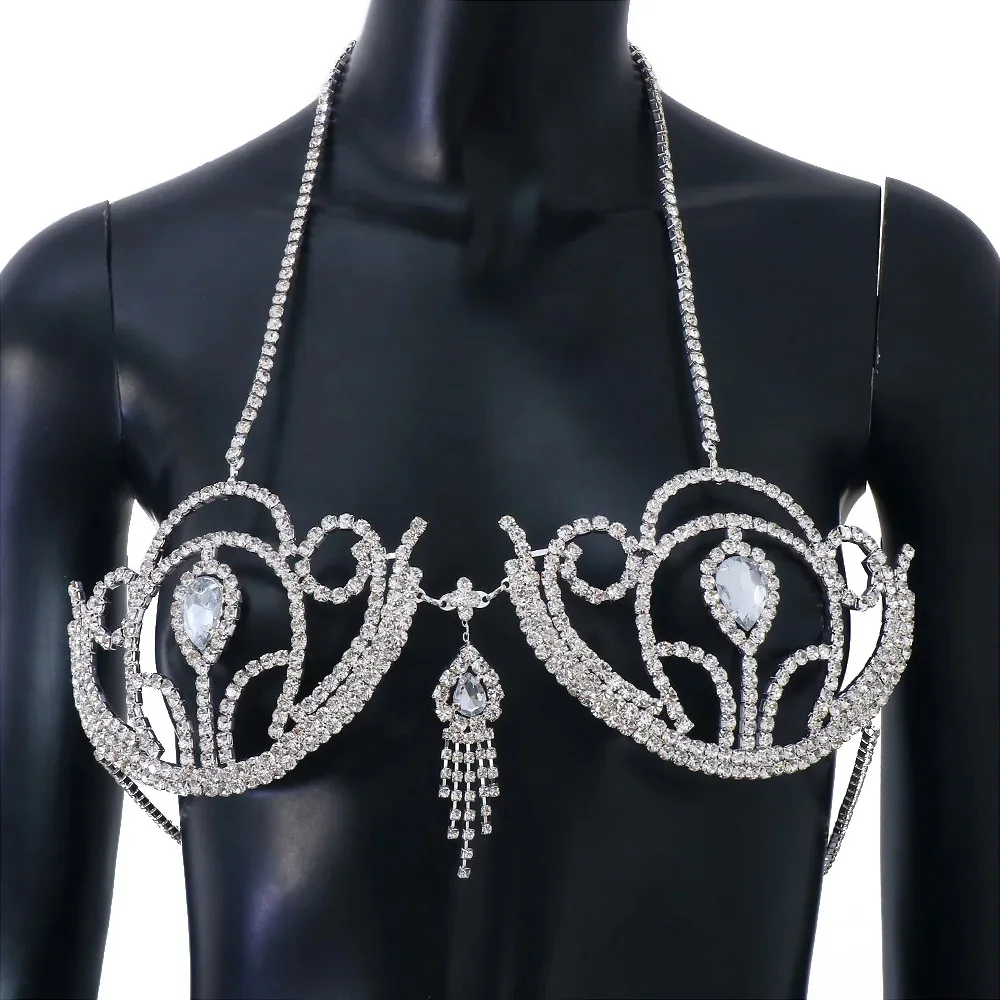 여성용 럭셔리 라인석 비키니 브라, 기하학적 물방울 하 - Body Jewelry Retainers 리뷰 및 가격