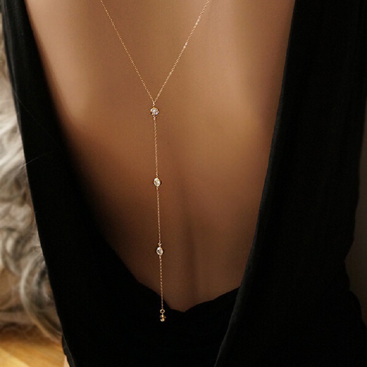 새로운 라인스톤 섹시 여성 백 체인 목걸이 비키니 비치 - Body Jewelry For You 리뷰 및 가격