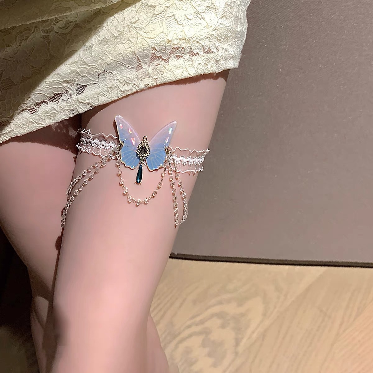 패션 나비 패턴 탄성 레이스 다리 체인, 달콤한 소녀  - Body Jewelry For You 리뷰 및 가격