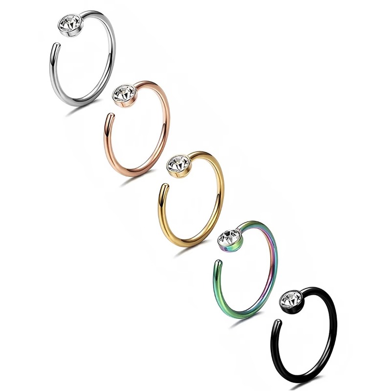 18G 코 피어싱 5개 세트: C자형 코 피어싱, 트라 - Body Jewelry Surgical Steel 리뷰 및 가격